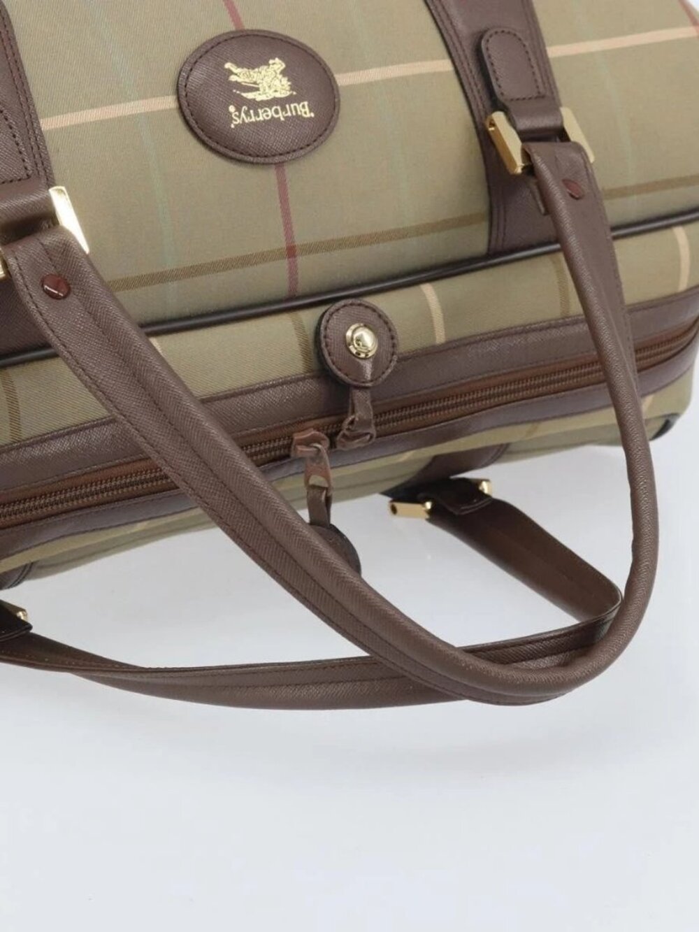 Burberrys Nova Check Boston Bag Canvas Beige Gold - Picture 8 of 16